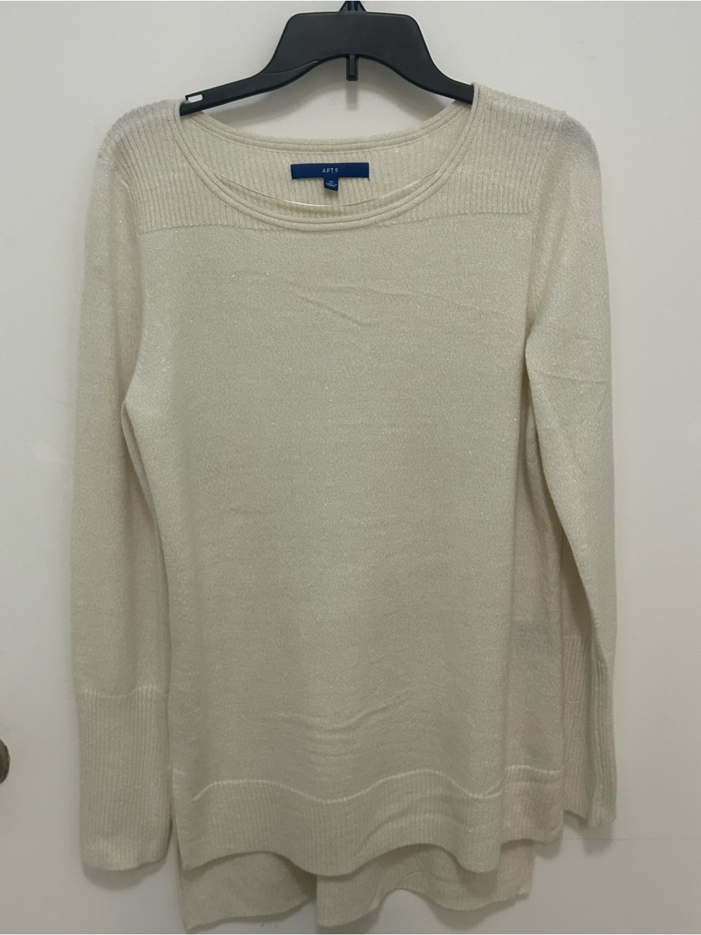 Apt. 9 Shimmery Cream Crew Neck Sweater